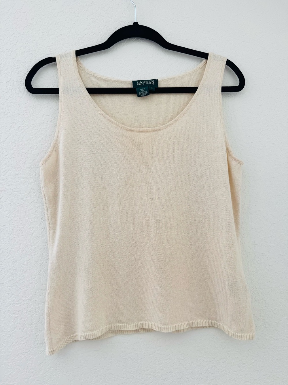 Lauren Ralph Lauren Cream Silk Cashmere Knit Tank